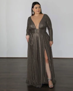 Kylie Stretch Shimmer Gown - Copper