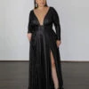 Kylie Stretch Shimmer Gown - Black -Curvy Charm Store Kylie Shimmer Black