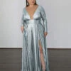 Kylie Stretch Shimmer Gown - Crystal White 2 Kylie Stretch Shimmer Gown - Crystal White -Curvy Charm Store Kylie Shimmer Crystal