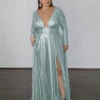 Kylie Stretch Shimmer Gown - Sea Foam 1 Kylie Stretch Shimmer Gown - Sea Foam -Curvy Charm Store Kylie Stretch Sea Foam