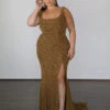 Lana Metallic Jersey Gown - Champagne -Curvy Charm Store Lana Metallic Champagne