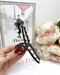 Layla Hair Claw Clip - Gunmetal Metal -Curvy Charm Store Layla Hair Clip Gunmetal 3