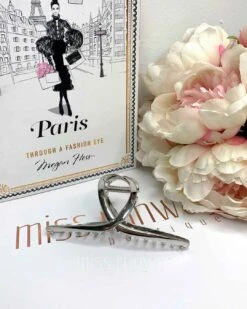 Layla Hair Claw Clip - Silver Metal -Curvy Charm Store Layla Hair Clip Silver 3