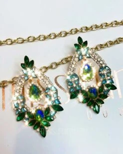 Letitia Rhinestone Earrings - Green