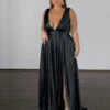 Lexa Stretch Shimmer Gown - Black -Curvy Charm Store Lexa Stretch Black