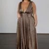 Lexa Stretch Shimmer Gown - Copper 2 Lexa Stretch Shimmer Gown - Copper -Curvy Charm Store LexaStretchCopper