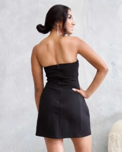 Lorelei Mini Dress - Black -Curvy Charm Store Lorelei Mini Dress Back Close Black