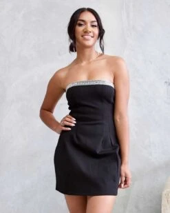 Lorelei Mini Dress - Black -Curvy Charm Store Lorelei Mini Dress Front Close 1 Black