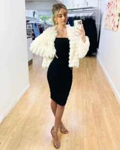 Curvy Charm Store -Curvy Charm Store Lori Faux Fur Front Ivory