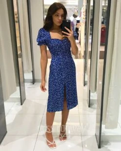 Maddie Floral Midi Dress - Blue -Curvy Charm Store Maddy Floral Midi Dress Front Blue 95dfb5b3 e6f8 471a 9612 df5db649626e