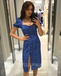 Maddie Floral Midi Dress - Blue