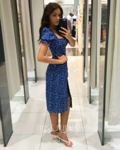 Maddie Floral Midi Dress - Blue -Curvy Charm Store Maddy Floral Midi Dress Side Blue 73823a84 43b4 4e8b 9776 927e961d4a0e