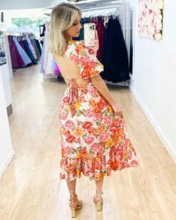 Maeve Midi Skirt - Orange Floral -Curvy Charm Store Maeve Midi Dress Back 1 Orange Floral 6381b0d7 b7bc 4c2b b665 f927df969ec0
