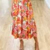 Maeve Midi Skirt - Orange Floral 1 Maeve Midi Skirt - Orange Floral -Curvy Charm Store Maeve Midi Skirt Front Orange Floral