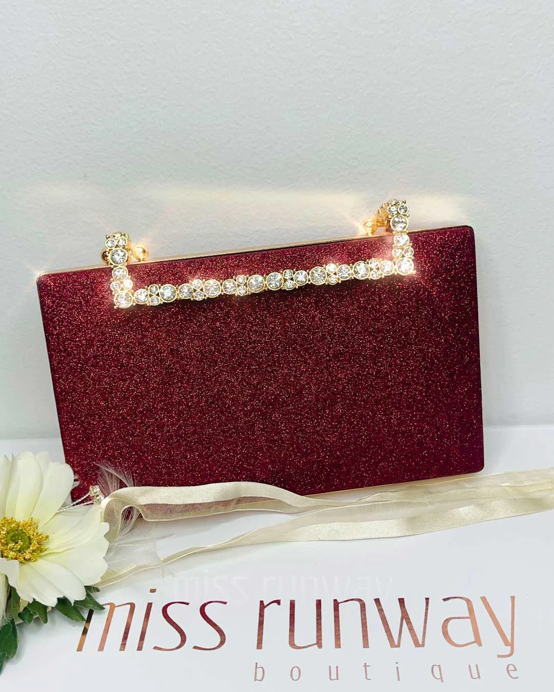 Mandy Glitter Clutch - Red 3 Mandy Glitter Clutch - Red