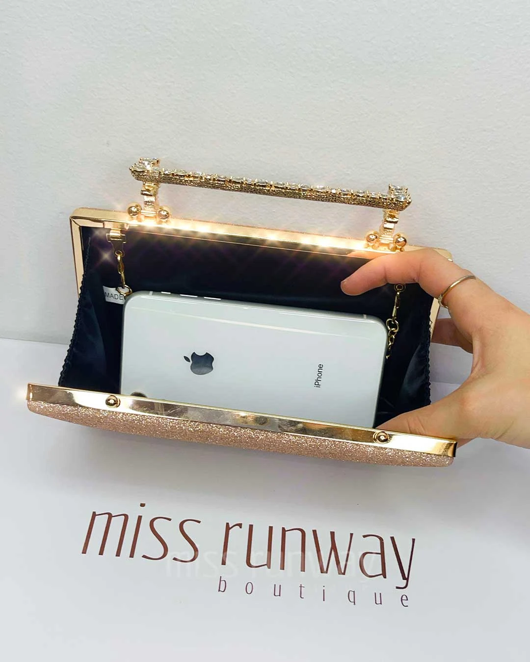 Mandy Glitter Clutch - Rose Gold 6 Mandy Glitter Clutch - Rose Gold - Image 4