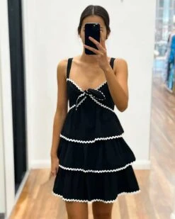 Marcy Mini Dress - Black 17 Marcy Mini Dress - Black -Curvy Charm Store Marcy Mini Dress Front Close Black