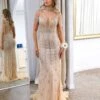Mariah Beaded Gown - Nude -Curvy Charm Store Mariah Beaded Gown Front Nude