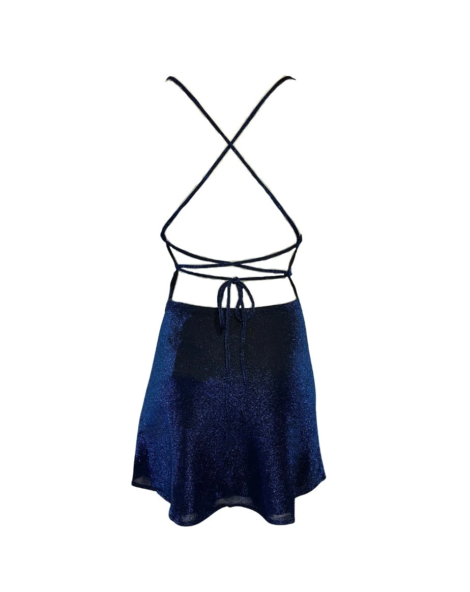 Mischa Glitter Mini Dress - Navy 7 Mischa Glitter Mini Dress - Navy - Image 5