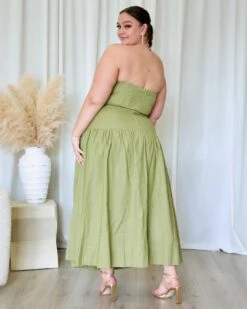 Martha Maxi Dress - Pistachio -Curvy Charm Store Martha Maxi Dress Back Kiara Pistachio