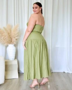 Martha Maxi Dress - Pistachio -Curvy Charm Store Martha Maxi Dress Side Kiara Pistachio