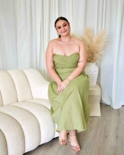 Martha Maxi Dress - Pistachio -Curvy Charm Store Martha Maxi Dress Sitting Kiara Pistachio