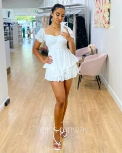 Masie Playsuit - White -Curvy Charm Store Masie Playsuit Front White