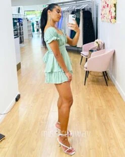 Masie Playsuit - Pistachio Green -Curvy Charm Store Masie Playsuit Side Pistacio Green