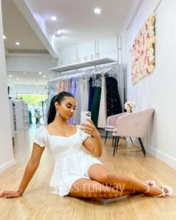 Masie Playsuit - White -Curvy Charm Store Masie playsuit white feature2