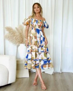 Mathilde Print Maxi Dress - Blue Multi 19 Mathilde Print Maxi Dress - Blue Multi -Curvy Charm Store Mathilde Maxi Dress Front 2 Multi Print