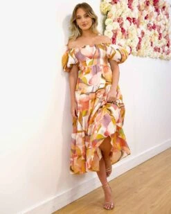 Mathilde Print Maxi Dress - Pink Multi -Curvy Charm Store Mathilde Print Maxi Dress Front 3 Pink Multi