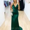 Maurie Satin Gown - Green 2 Maurie Satin Gown - Green -Curvy Charm Store Maurie Satin Gown Front Green