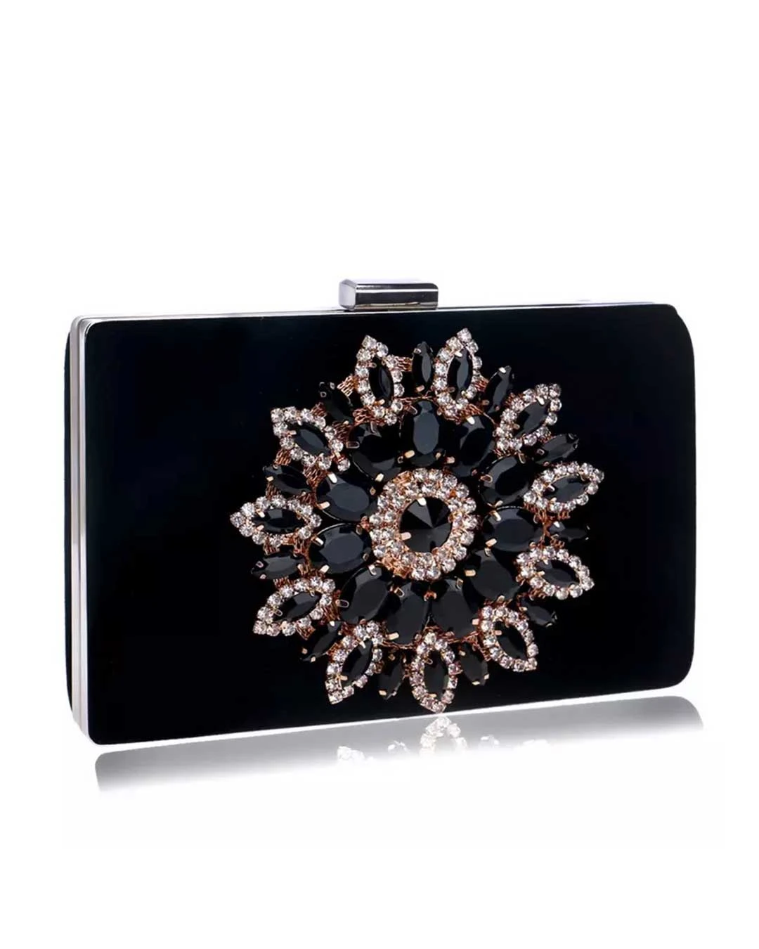 Maya Jewel Velvet Clutch - Black 7 Maya Jewel Velvet Clutch - Black - Image 5