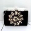 Maya Jewel Velvet Clutch - Black