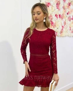Medindie Lace Dress - Red -Curvy Charm Store Medindie Lace Dress Red 7