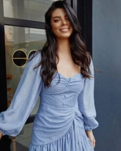 Merella Dress - Baby Blue -Curvy Charm Store Merella Dress Front Close 2 Baby Blue