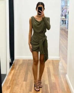 Merlow Glitter Mini Dress - Gold -Curvy Charm Store Merlow Glitter Mini Dress Front Gold