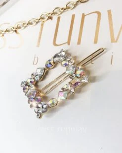 Mia Rhinestone Hair Clip - Square