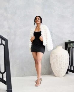 Mischa Glitter Mini Dress - Black -Curvy Charm Store Mischa Mini Dress Front 3 Black