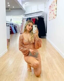 Morgan Sequin Mini Dress - Rose Gold 11 Morgan Sequin Mini Dress - Rose Gold -Curvy Charm Store Morgan Sequin Mini Dress Squatting Rose Gold