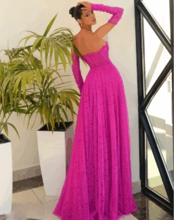 Helena Strapless Lace Gown - Magenta 7 Helena Strapless Lace Gown - Magenta -Curvy Charm Store NC1005MAGENTA1
