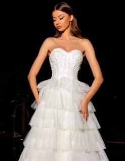 Celeste Layered Strapless Ball Gown - Ivory -Curvy Charm Store NC1045IVORY 4 scaled 1