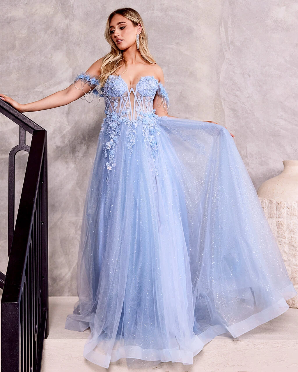 Nathalia Off Shoulder Corset Gown - Paris Blue 4 Nathalia Off Shoulder Corset Gown - Paris Blue - Image 2