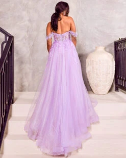 Nathalia Off Shoulder Corset Gown - Lavender -Curvy Charm Store Nathalia.lavenderback 1