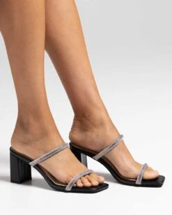 Nattie Diamante Heels - Black