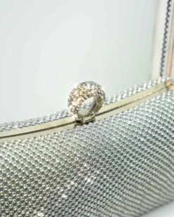 Night Glam Clutch - Silver -Curvy Charm Store Night Glam Clutch Handle Silver