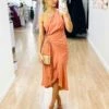 Olivia One Shoulder Midi Dress - Peach 1 Olivia One Shoulder Midi Dress - Peach -Curvy Charm Store Olivia One Shoulder Midi Dress Front1 Peach