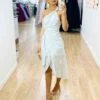 Olivia One Shoulder Midi Dress - White -Curvy Charm Store Olivia One Shoulder Midi Front White