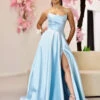 Paola Strapless Gown - Light Blue 1 Paola Strapless Gown - Light Blue -Curvy Charm Store Paola.blue .front
