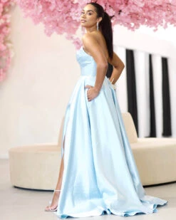 Paola Strapless Gown - Light Blue -Curvy Charm Store Paola.blue .side